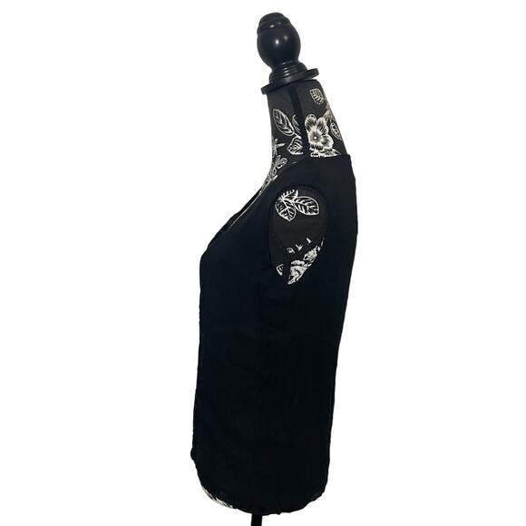 Vintage Clayden Silk Blend Sleeveless Blouse Velvet Burnout Accents Black Small - Picture 8 of 11